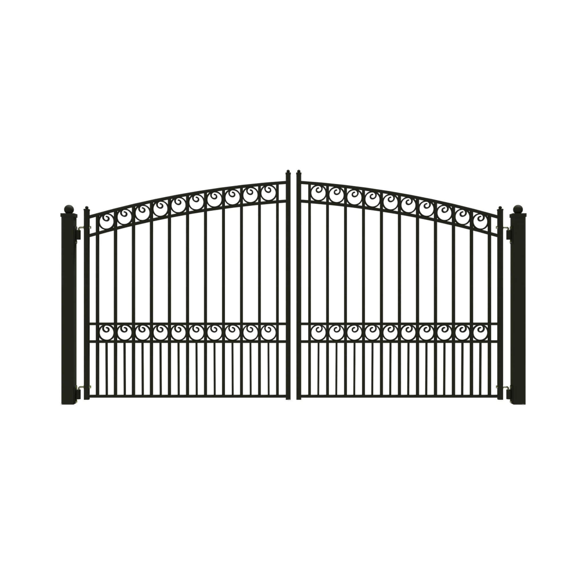 [12-18FT] Heavy-Duty Paris-Style Steel Premium Dual-Swing Driveway Gate (SAK97031)