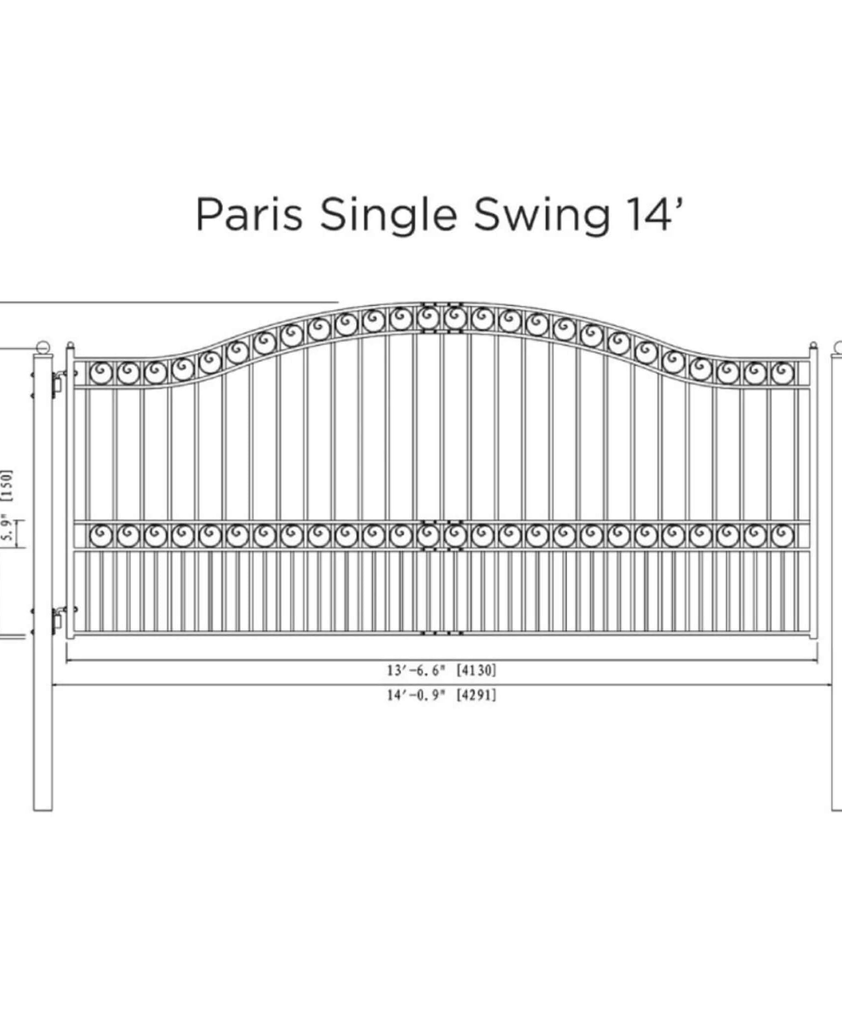 [3,6-5,5M] Robuste verzinkte Paris-Stil Einzeltor Einfahrtstor (SAK78643)