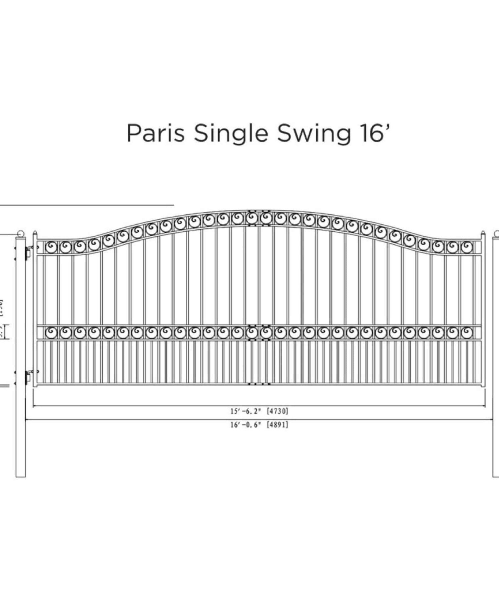 [3,6-5,5M] Robuste verzinkte Paris-Stil Einzeltor Einfahrtstor (SAK78643)