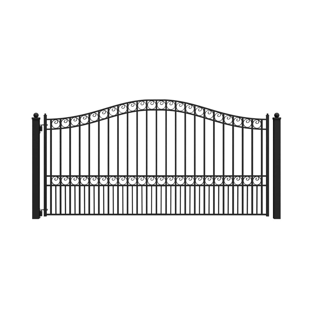 [12-18FT] Heavy-Duty Paris-Style Galvanized Steel Single-Swing Driveway Gate (SAK78643)