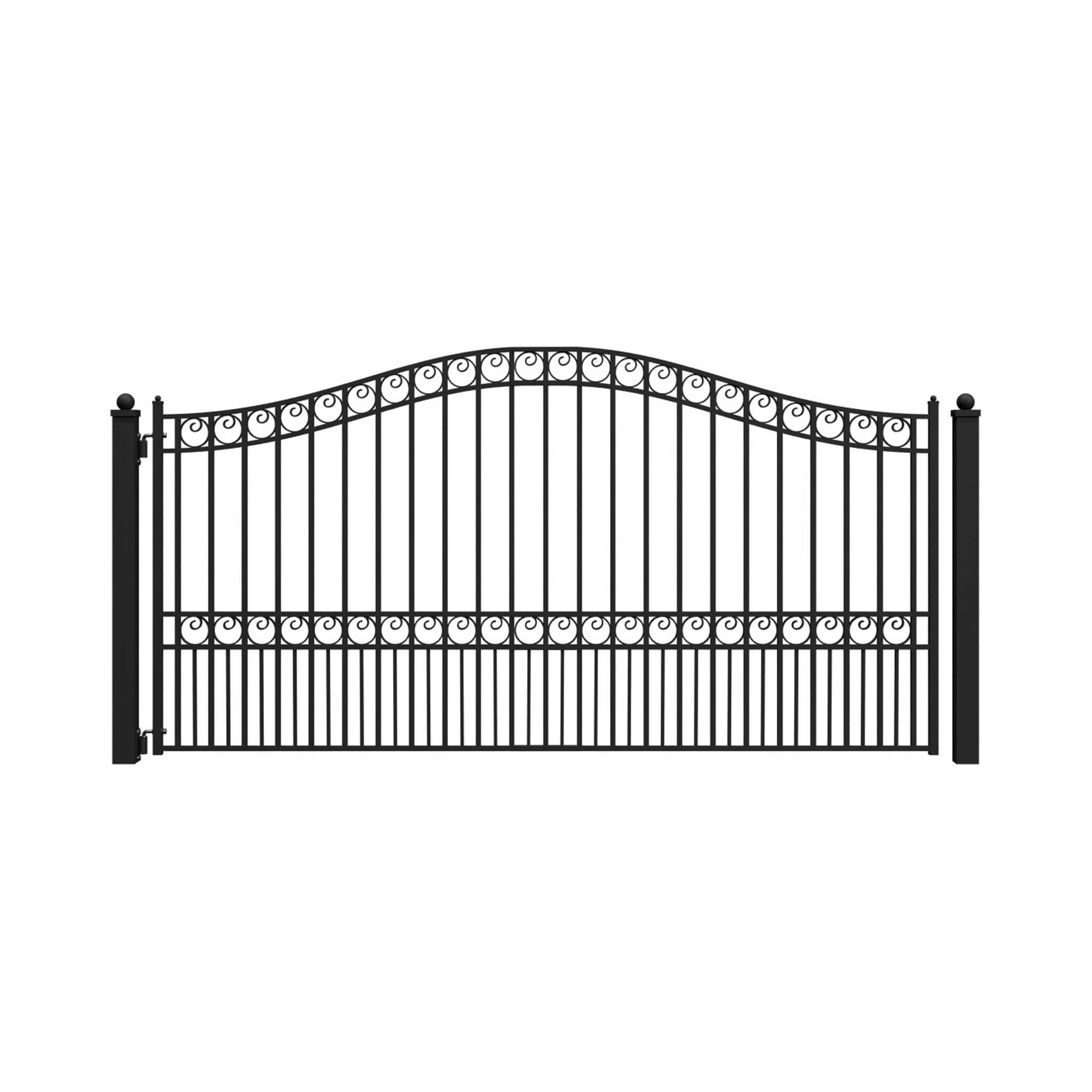 [12-18FT] Heavy-Duty Paris-Style Galvanized Steel Single-Swing Driveway Gate (SAK78643)
