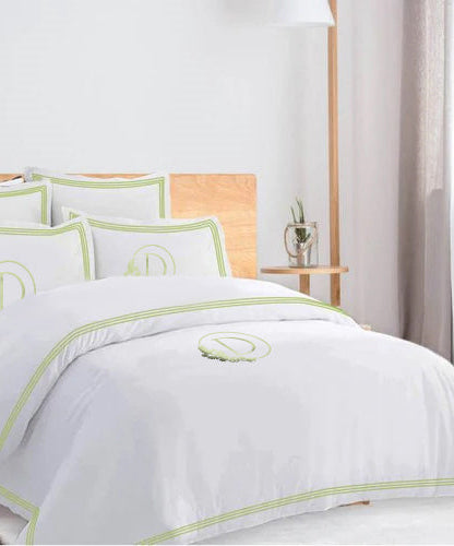 Monogam 400TC Cotton Triple Edge Embroidery Sateen Solid Duvet Cover Set