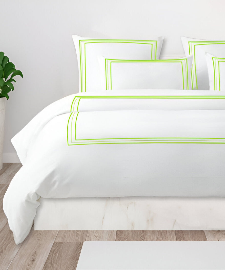 400TC Cotton Classic Embroidery Sateen Solid Duvet Cover Set