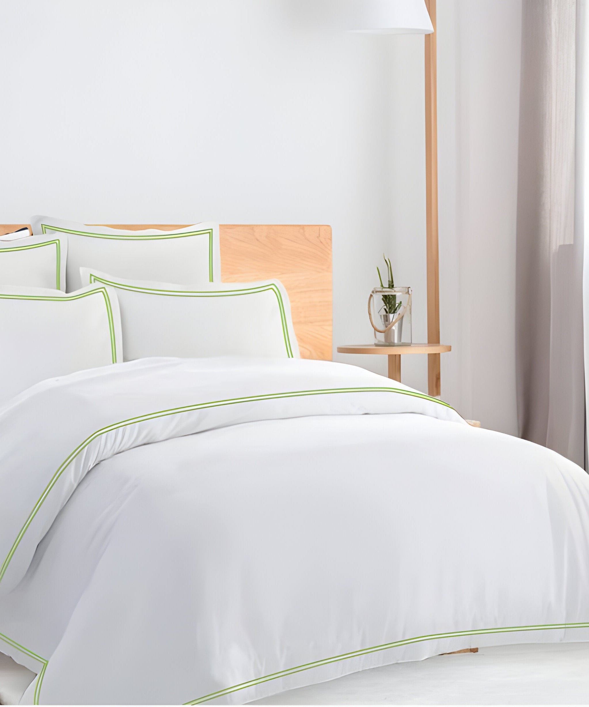 400TC Cotton Double Edge Embroidery Sateen Solid Duvet Cover Set