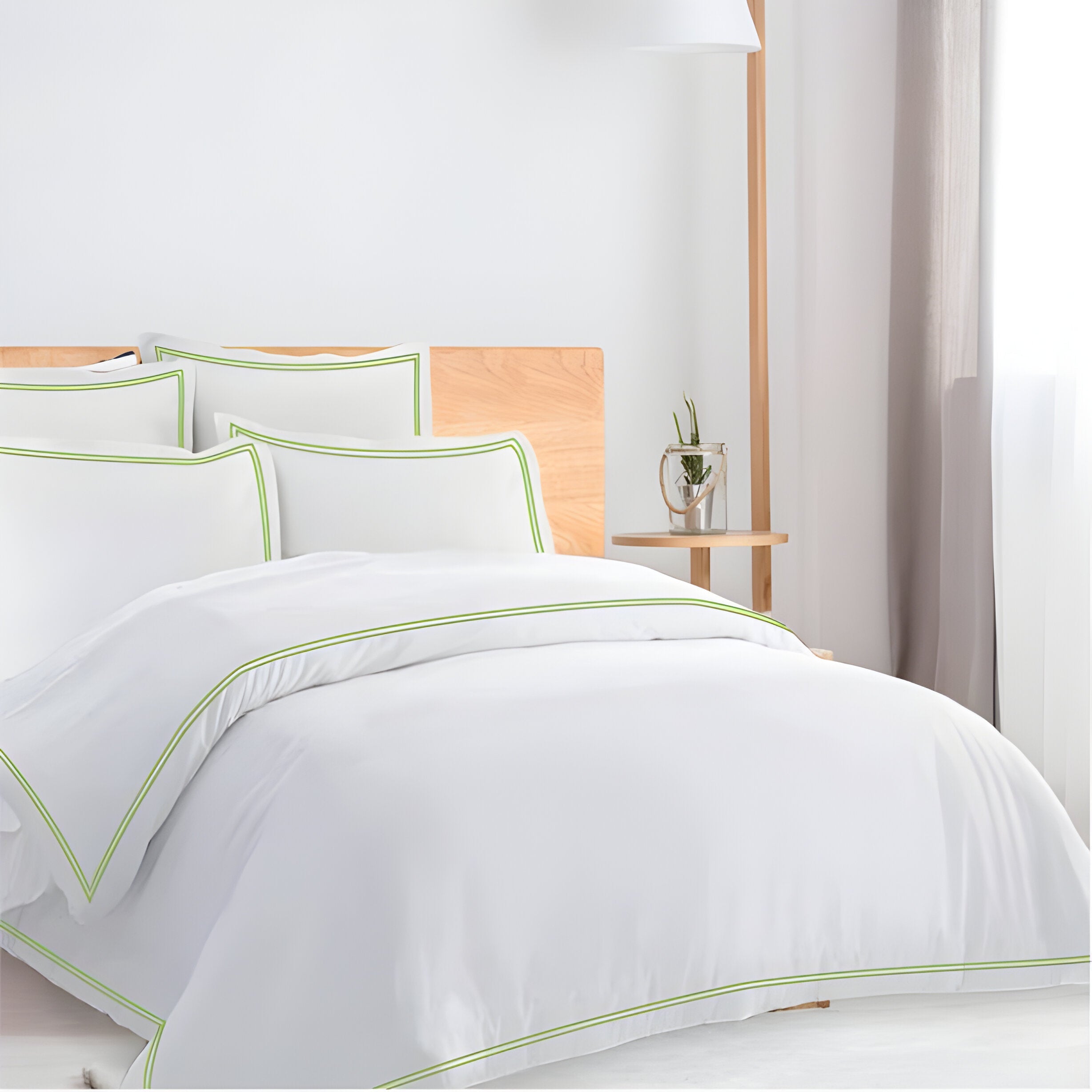 400TC Cotton Double Edge Embroidery Sateen Solid Duvet Cover Set