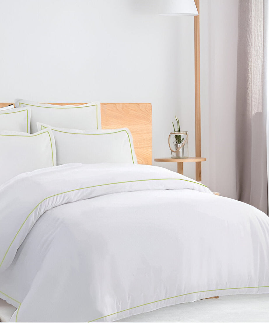400TC Cotton Single Edge Embroidery Sateen Solid Duvet Cover Set