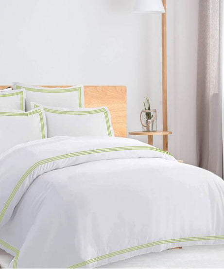 400TC Cotton Triple Edge Embroidery Sateen Solid Duvet Cover Set