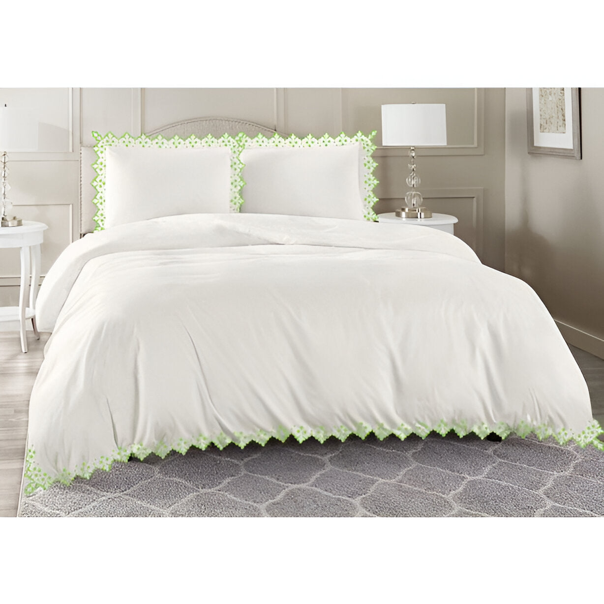 Elegant Flower Embroidered Duvet Cover Set