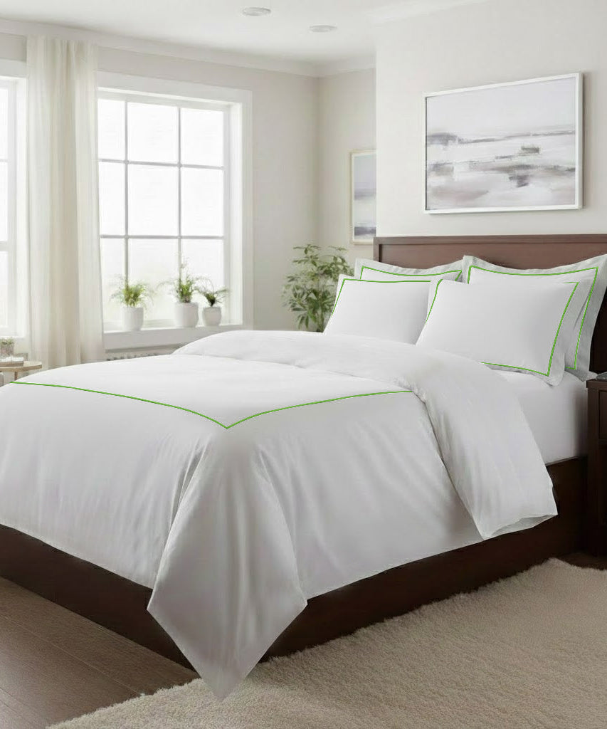 400TC Cotton Single Embroidery Sateen Solid Duvet Cover Set