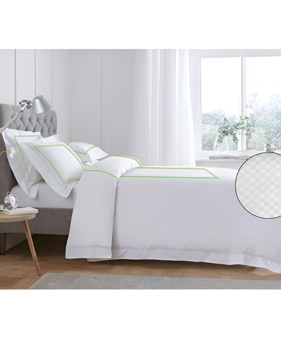 400TC Cotton Double Embroidery Sateen Microcheck Duvet Cover Set