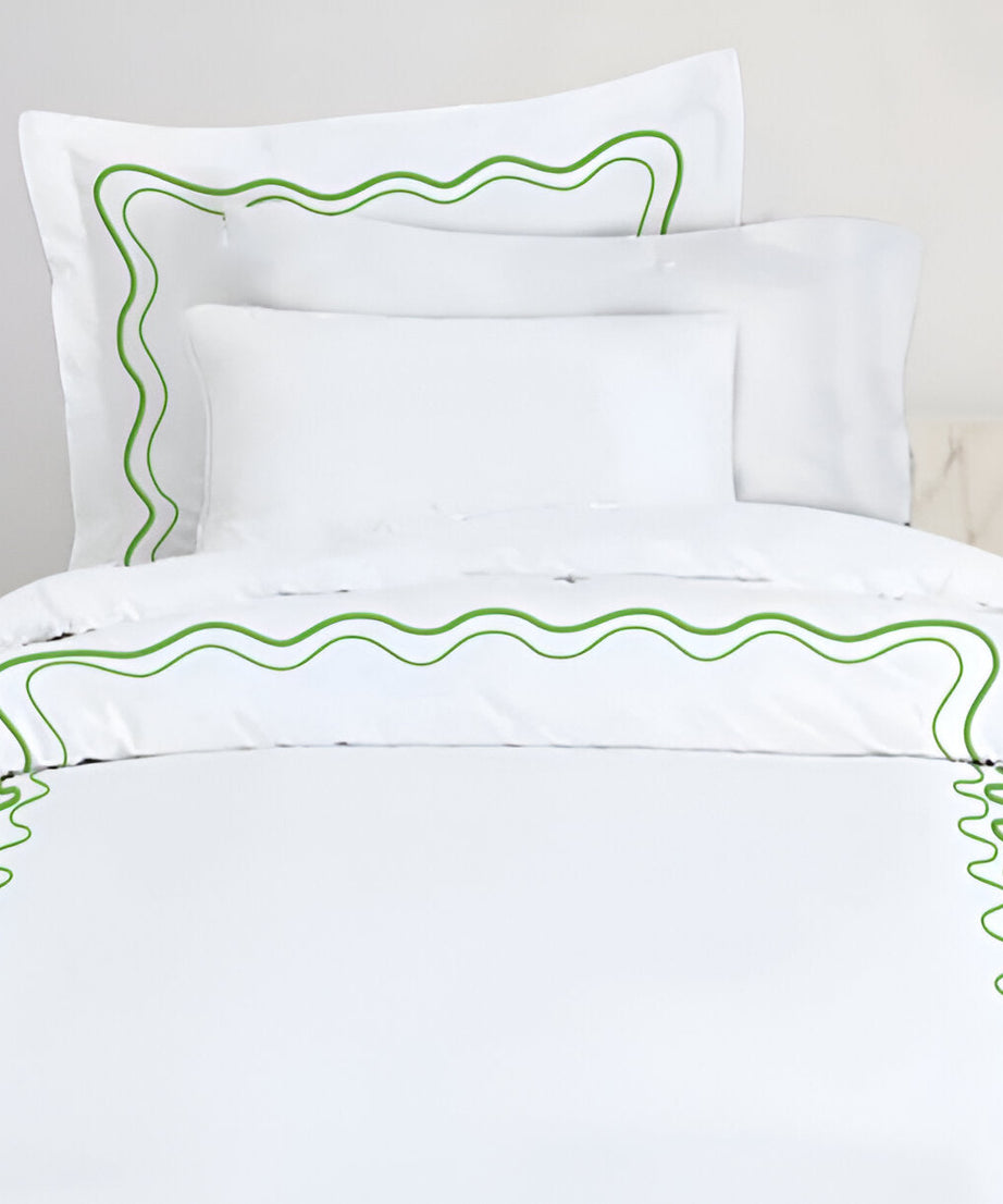 Double Wavy Embroidered Cotton Duvet Cover Set
