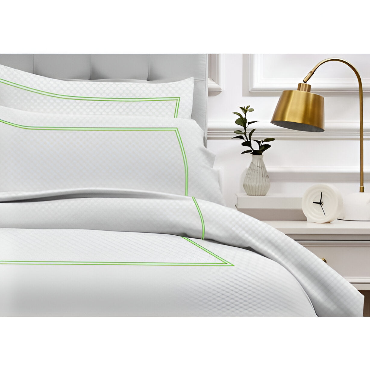 400TC Cotton Double Embroidery Sateen Microcheck Duvet Cover Set