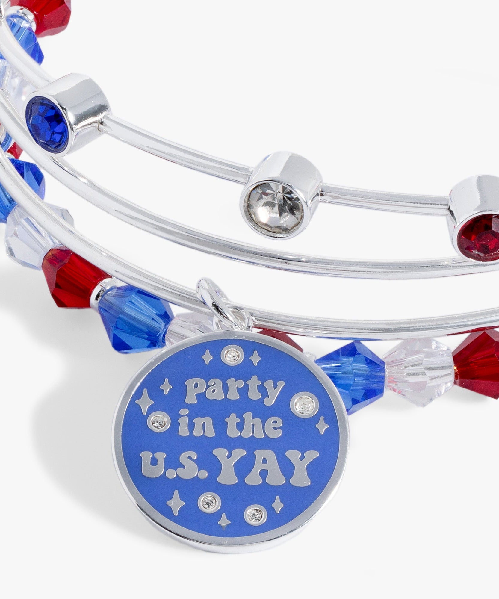 'Party in the U S Yay!' Patriotic Bangle Set of 3