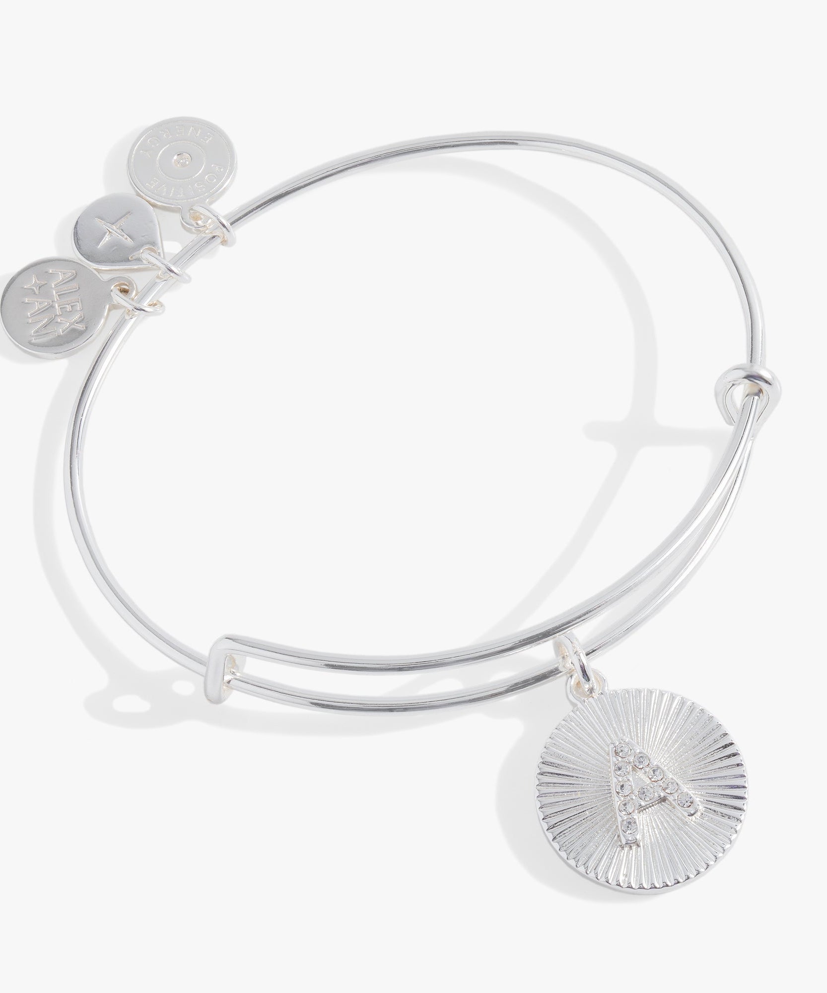 Initial A Pave Starburst Texture Bangle