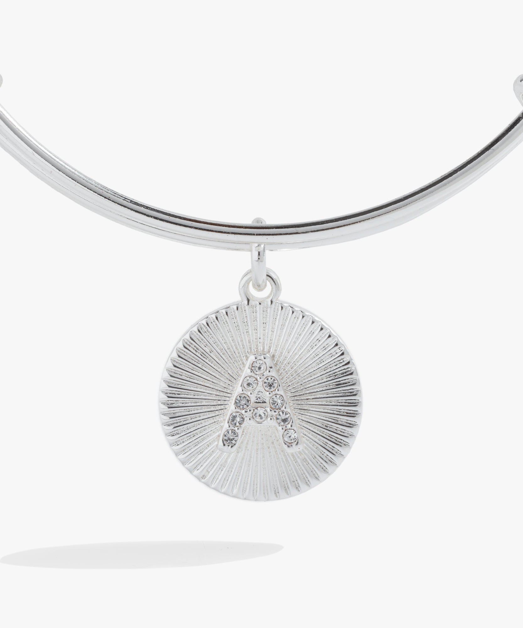 Initial A Pave Starburst Texture Bangle