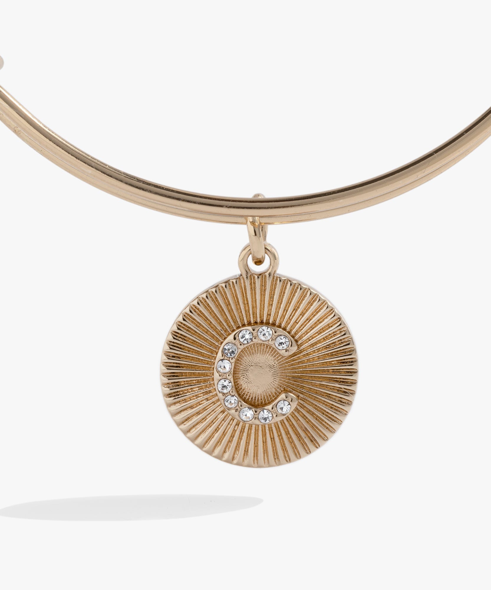 Initial C Pave Starburst Texture Bangle