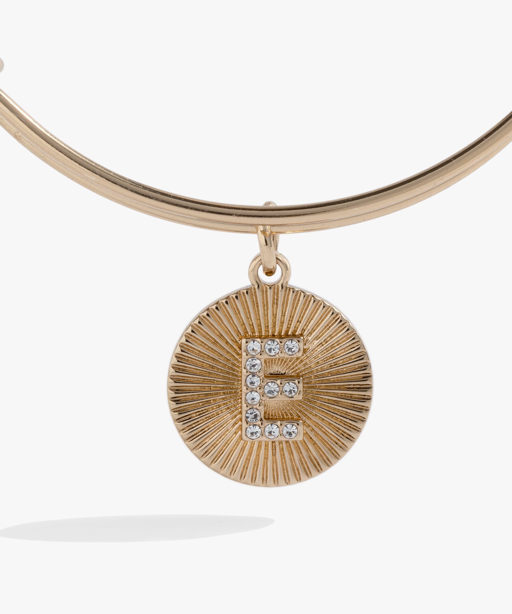 Initial E Pave Starburst Texture Bangle