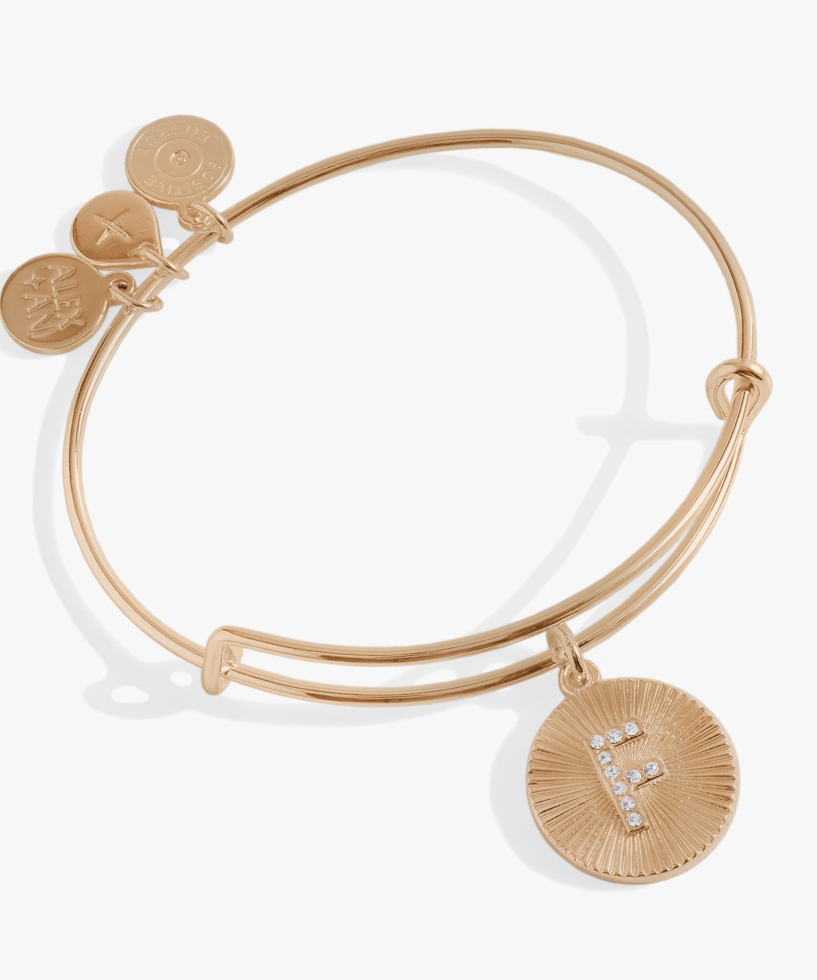Initial F Pave Starburst Texture Bangle