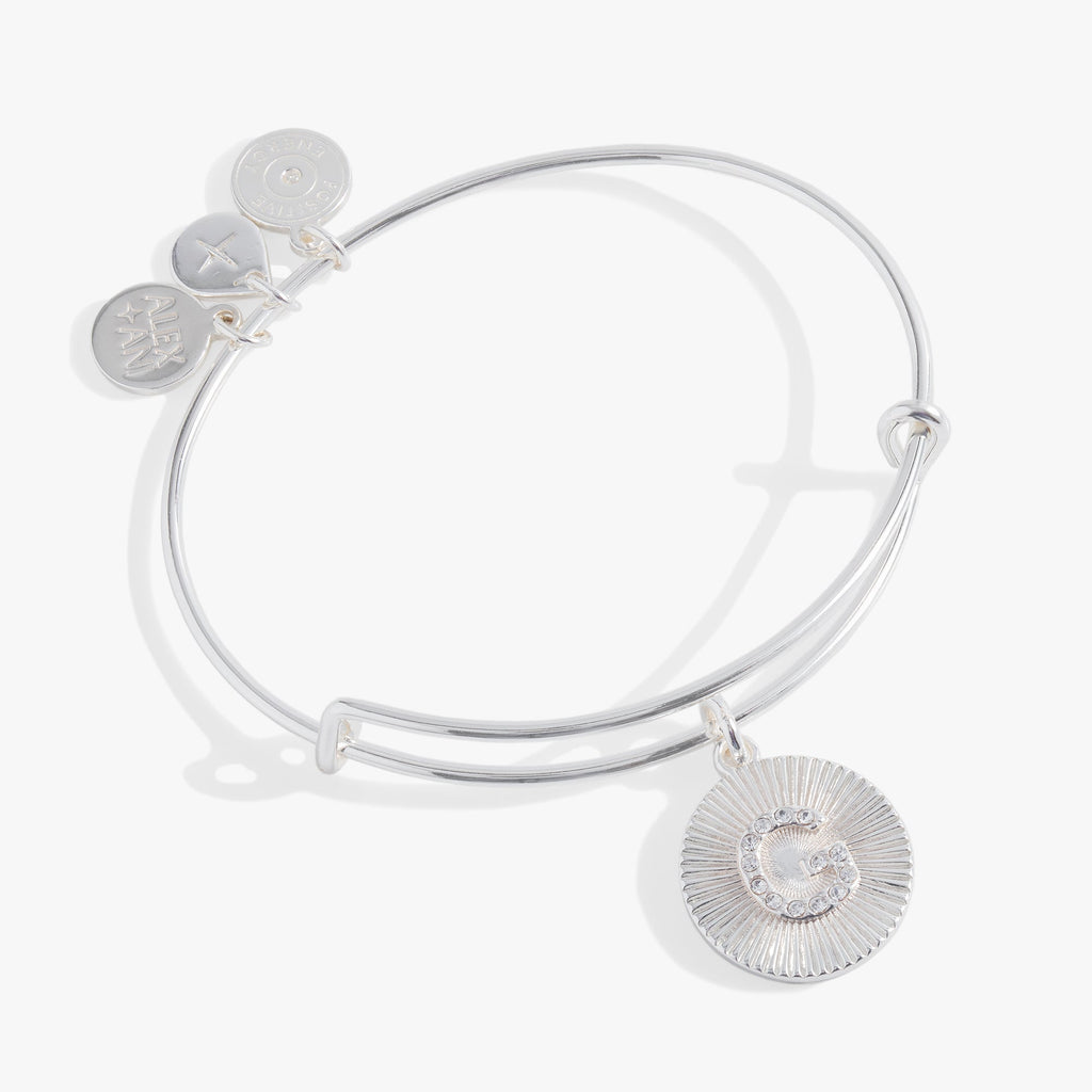 Initial G Pave Starburst Texture Bangle