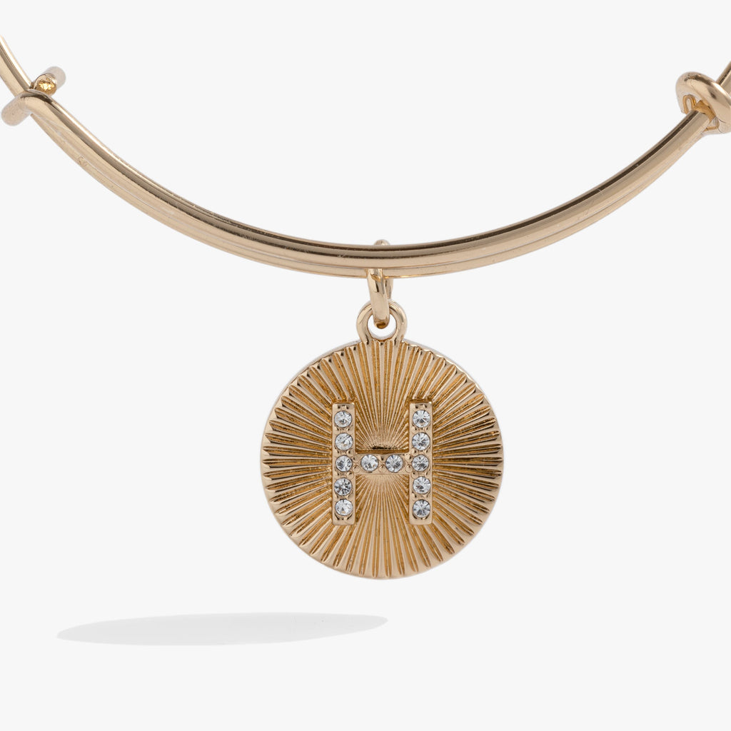 Initial H Pave Starburst Texture Bangle