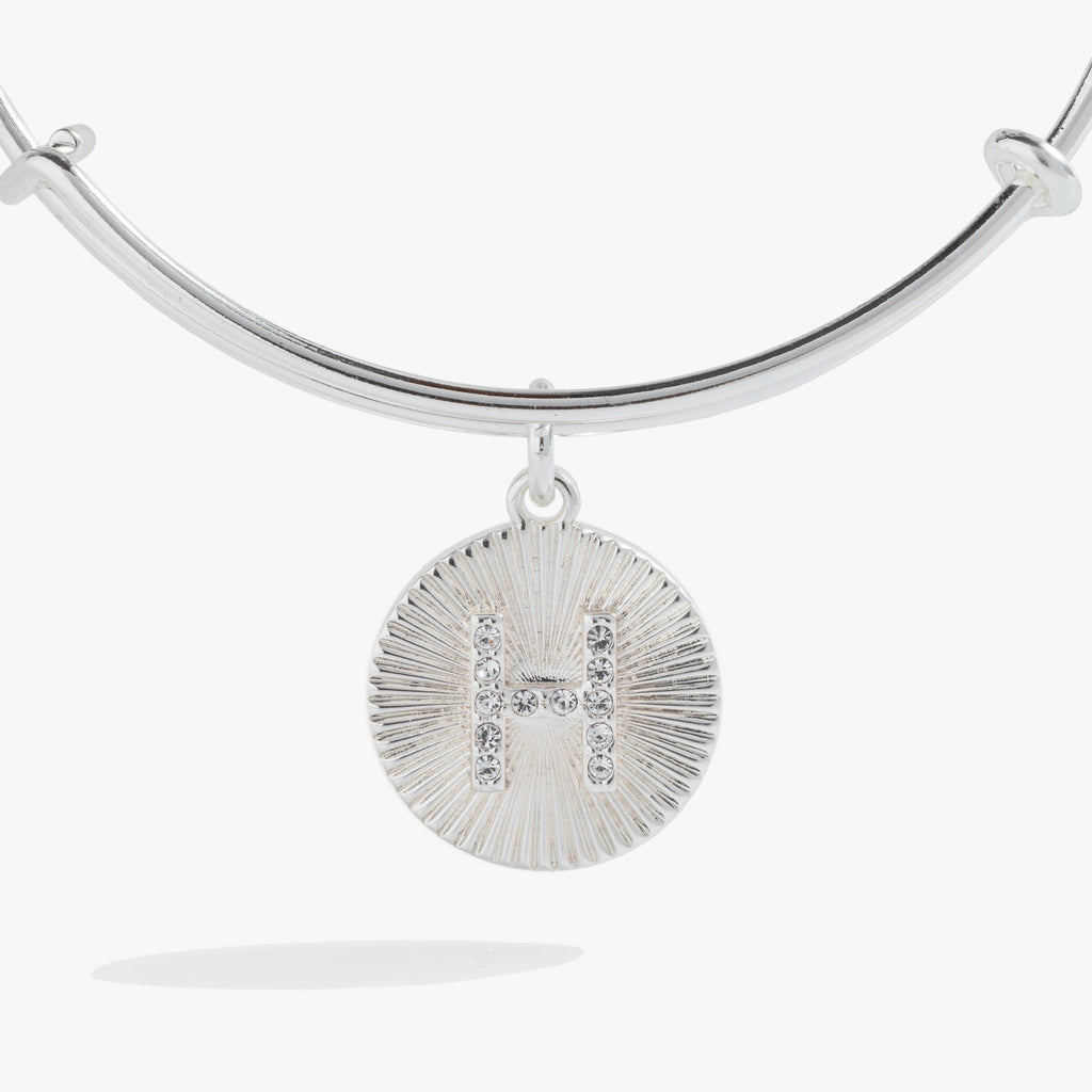 Initial H Pave Starburst Texture Bangle