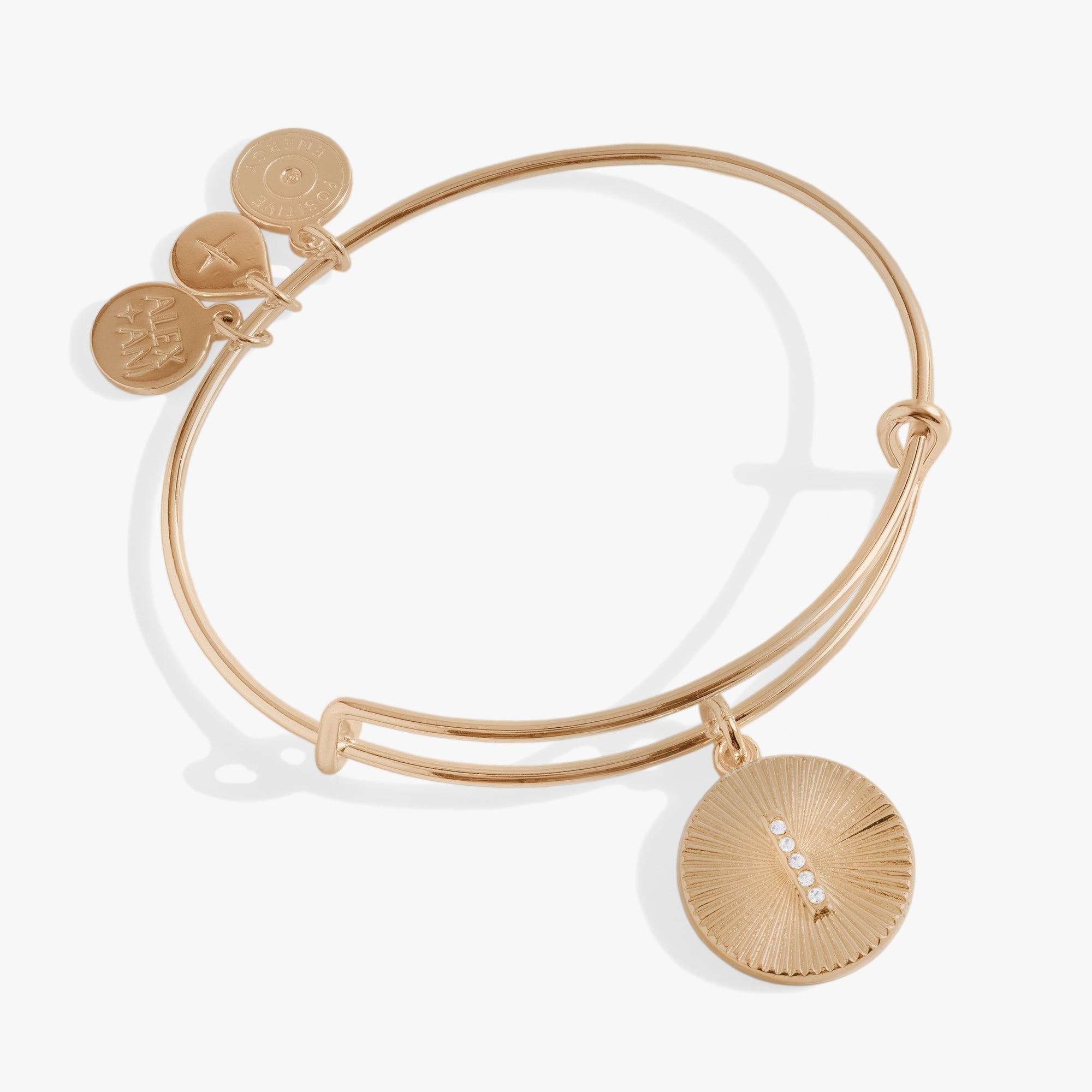 Initial I Pave Starburst Texture Bangle