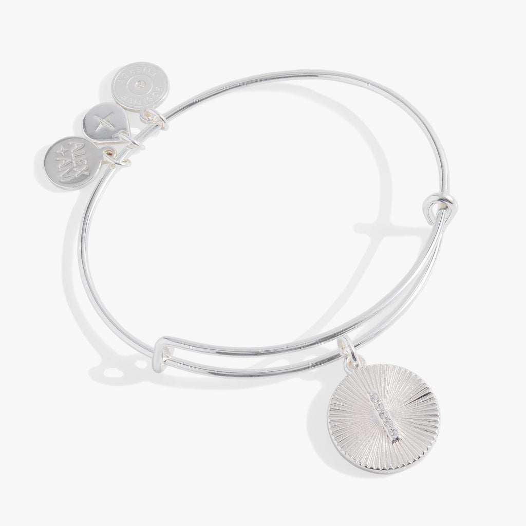Initial I Pave Starburst Texture Bangle