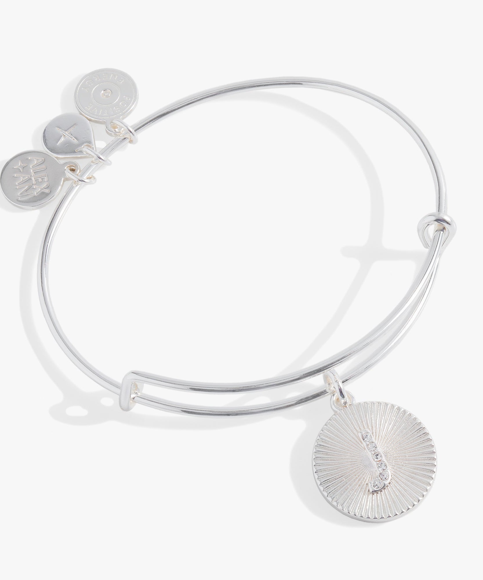 Initial J Pave Starburst Texture Bangle