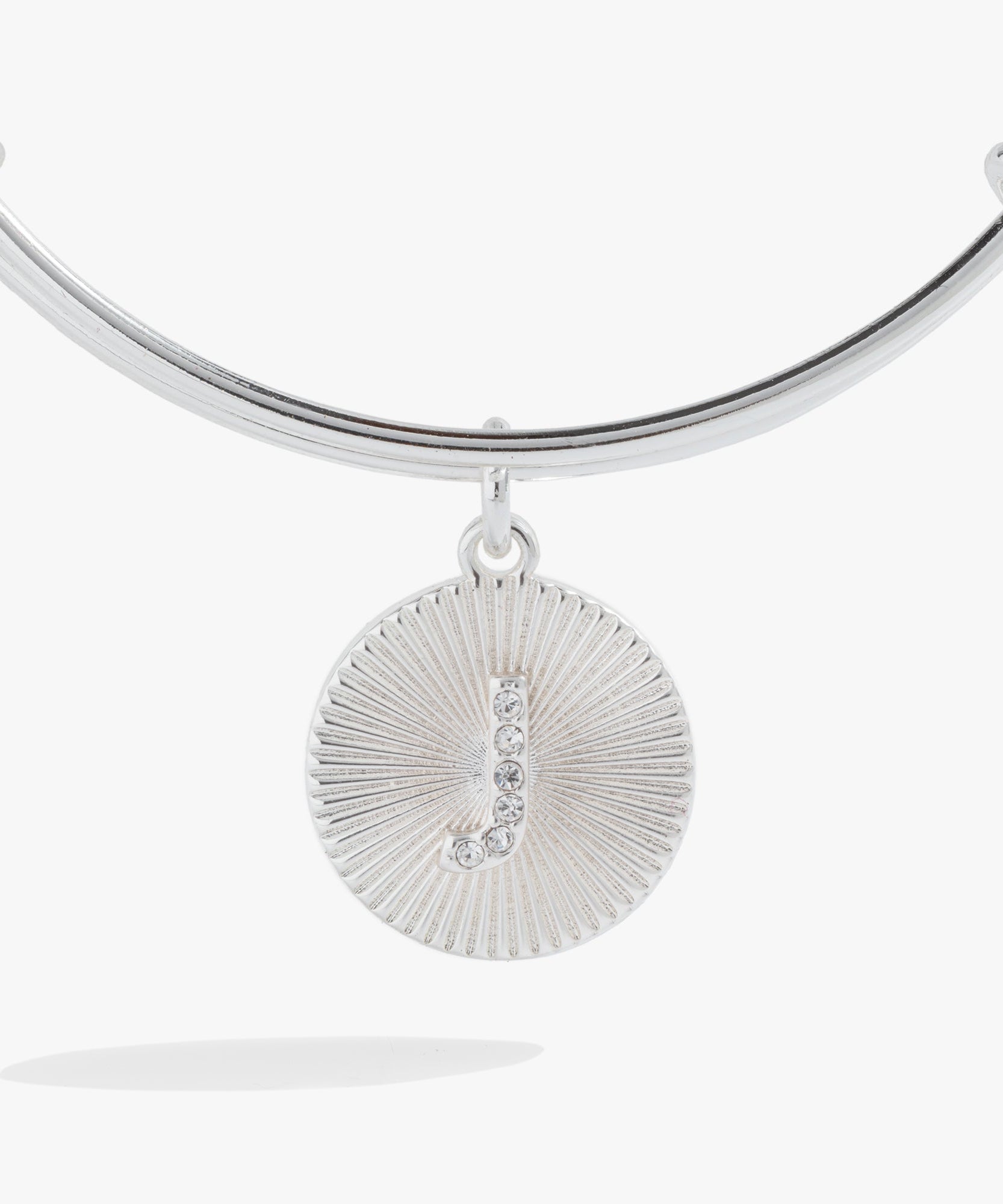 Initial J Pave Starburst Texture Bangle