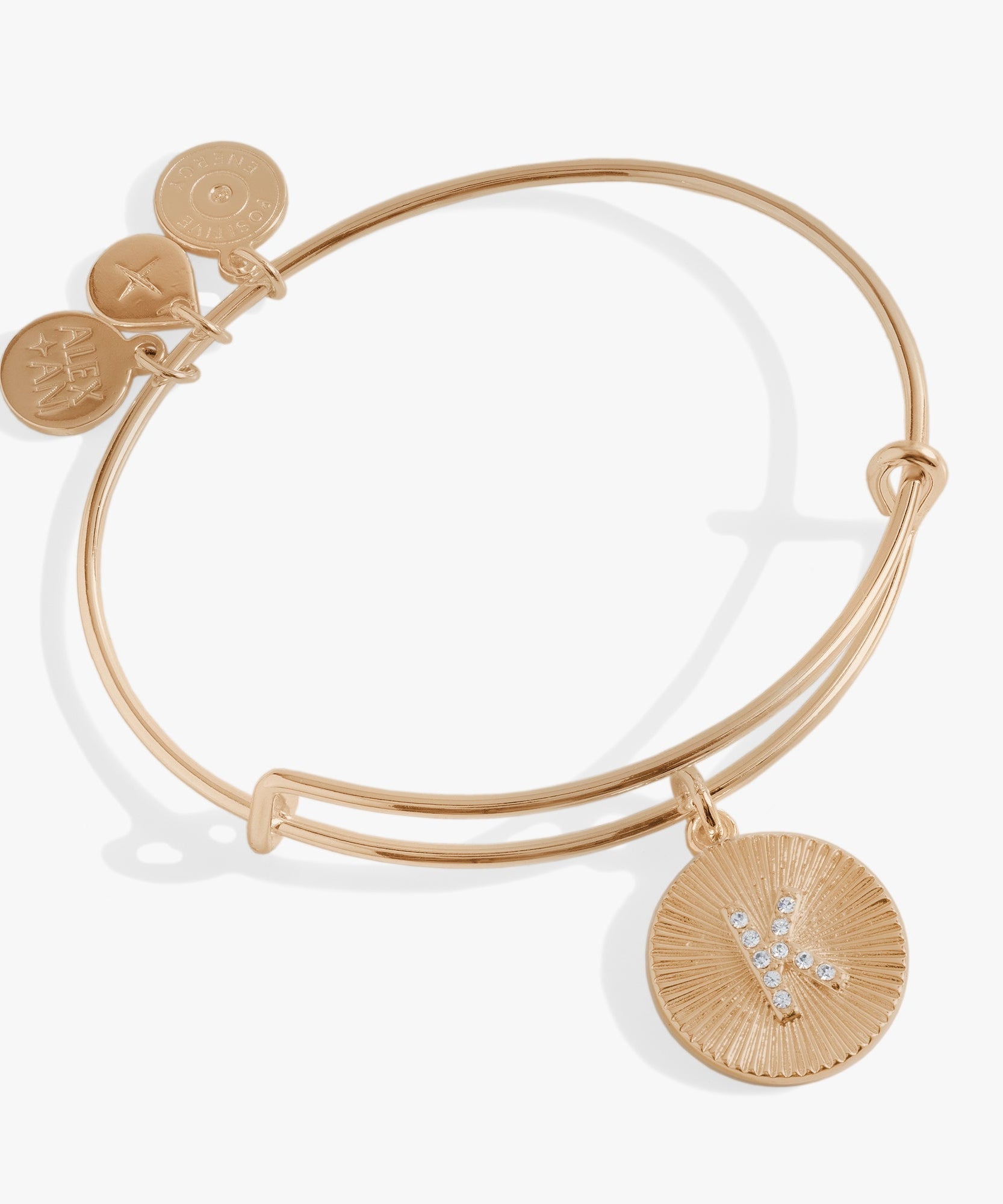 Initial K Pave Starburst Texture Bangle