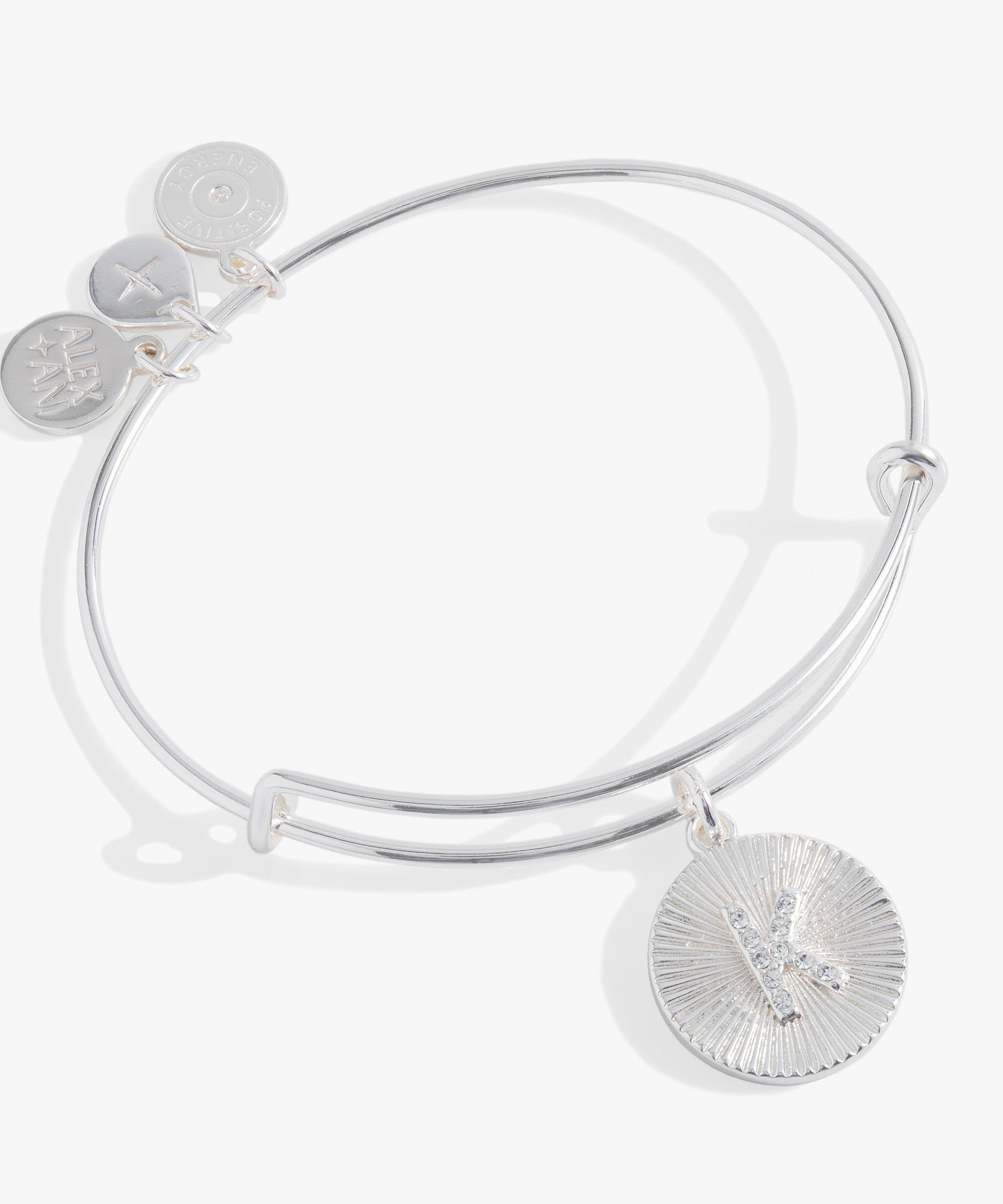 Initial K Pave Starburst Texture Bangle