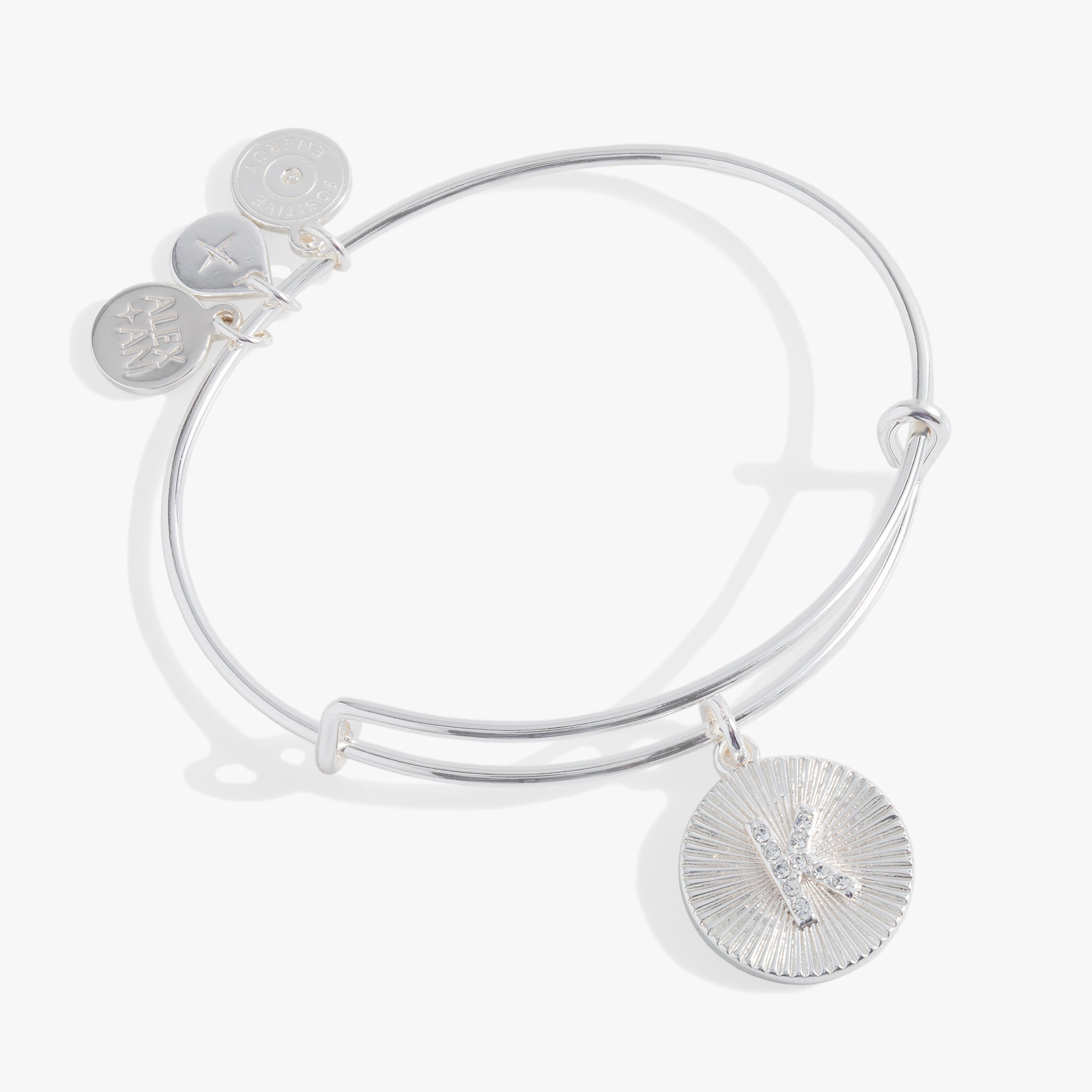 Initial K Pave Starburst Texture Bangle