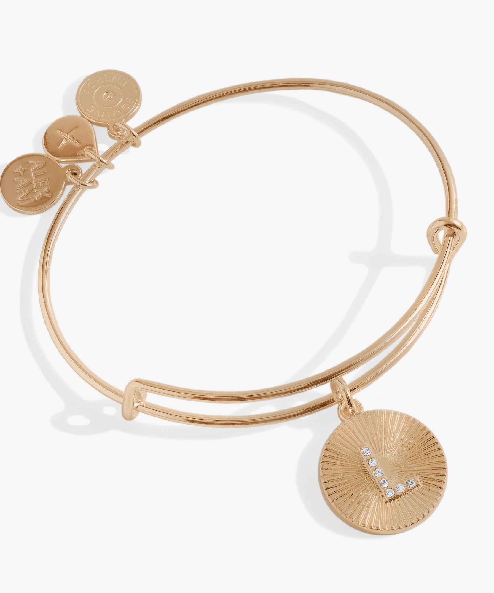 Initial L Pave Starburst Texture Bangle