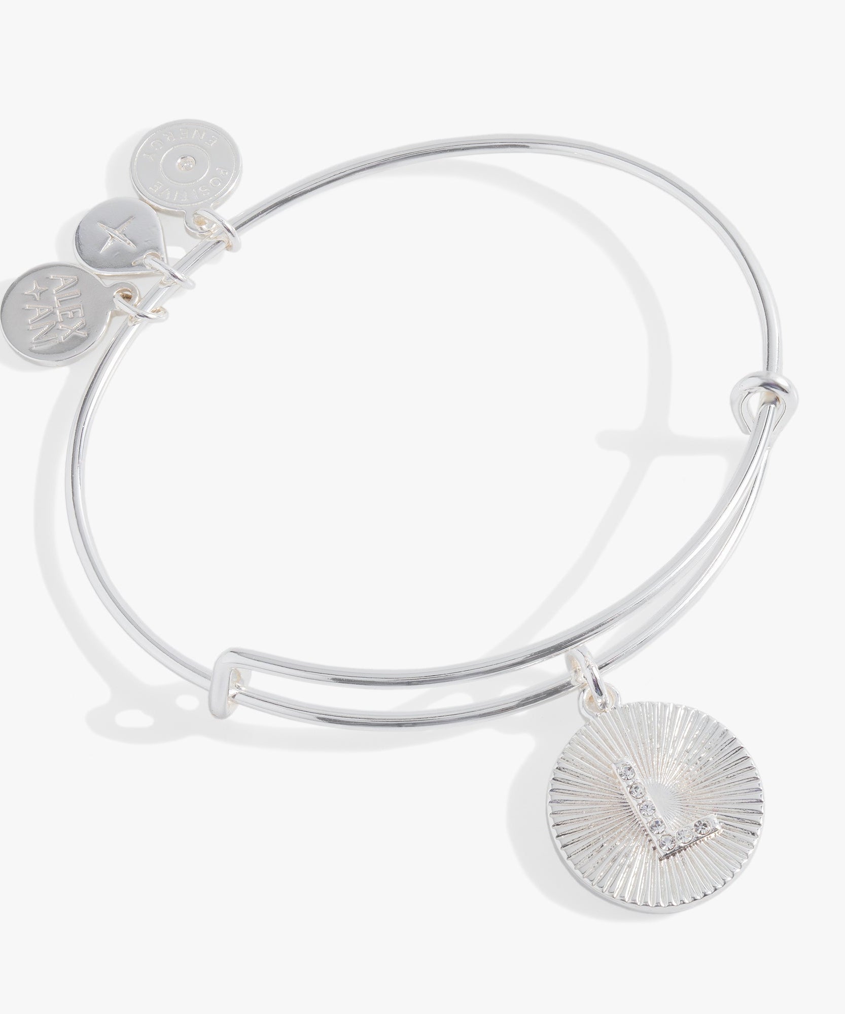 Initial L Pave Starburst Texture Bangle