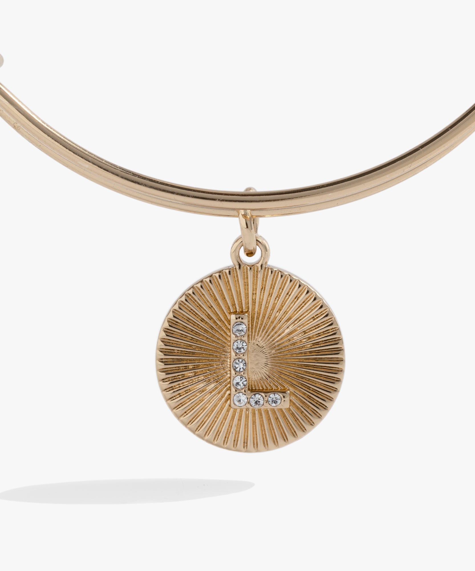 Initial L Pave Starburst Texture Bangle