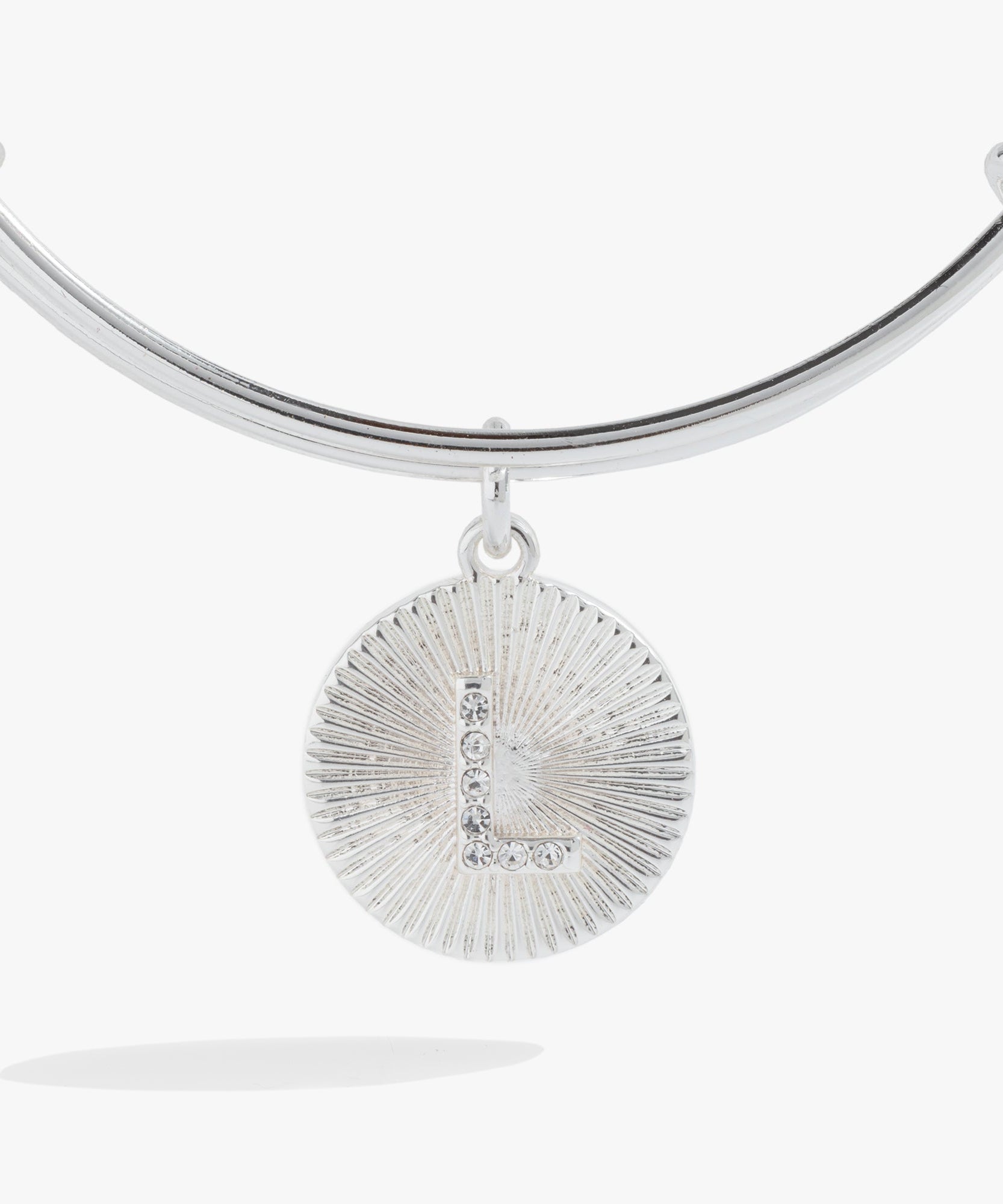 Initial L Pave Starburst Texture Bangle