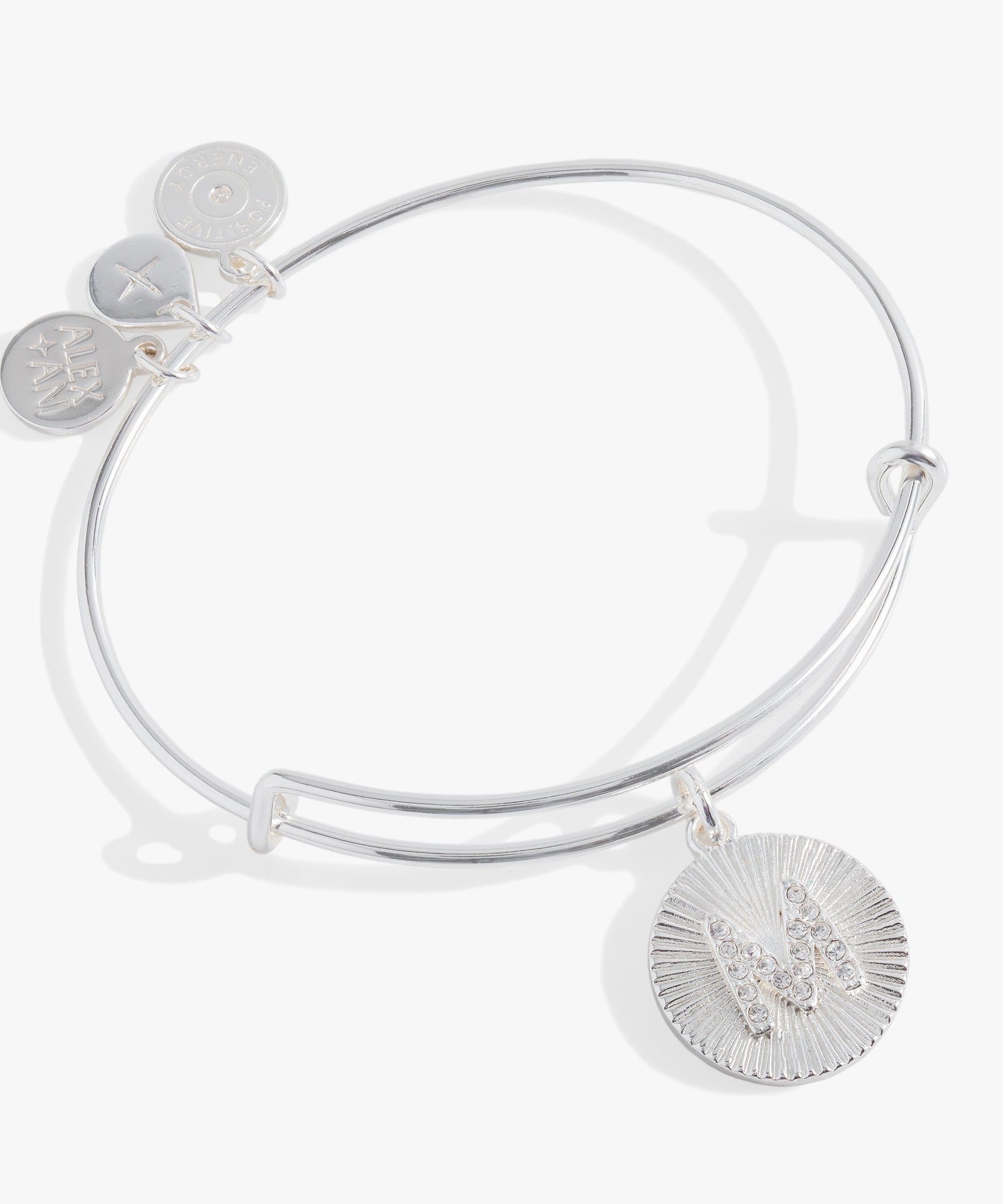 Initial M Pave Starburst Texture Bangle
