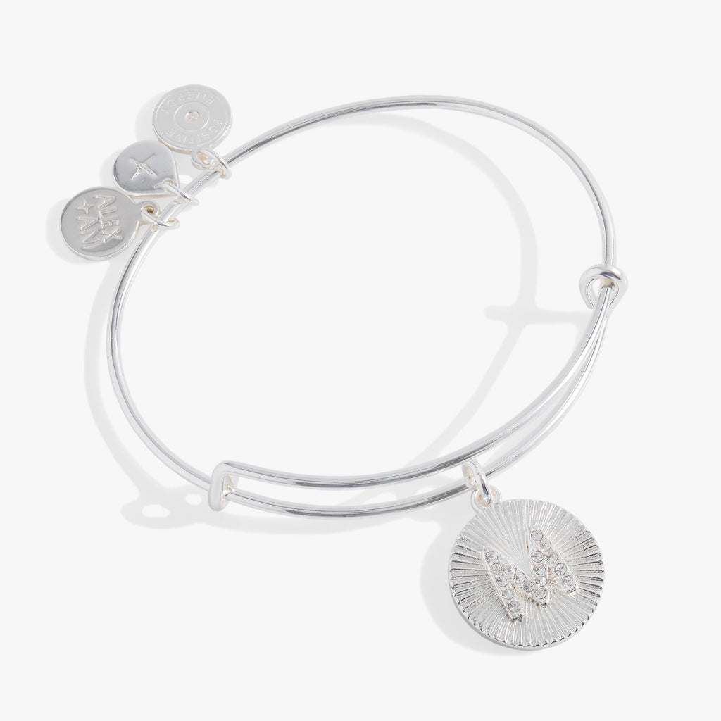 Initial M Pave Starburst Texture Bangle