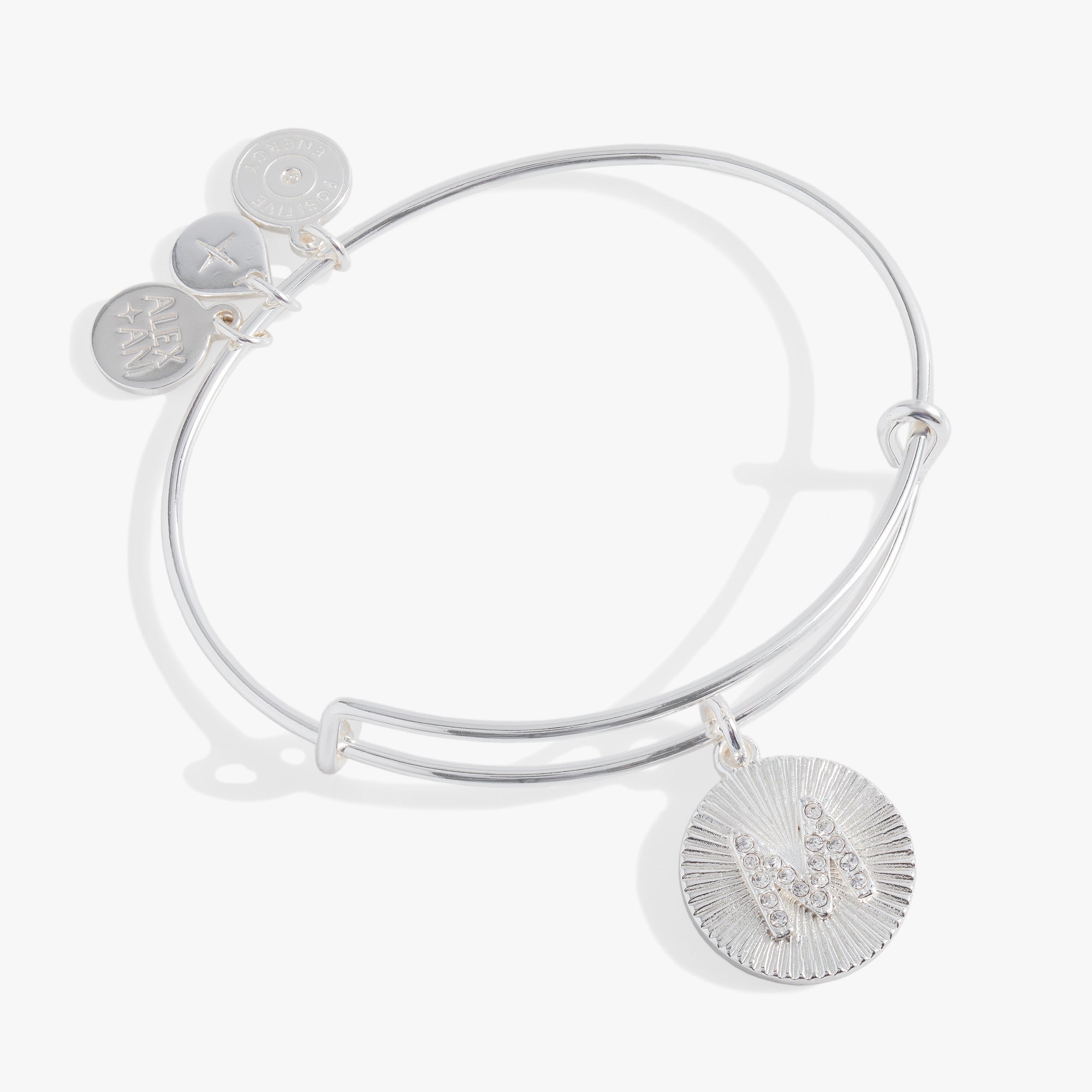Initial M Pave Starburst Texture Bangle