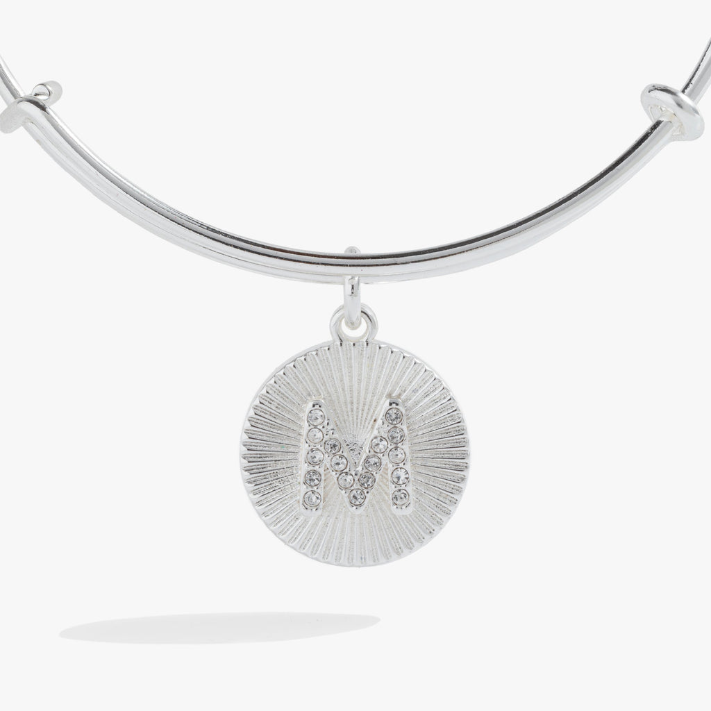 Initial M Pave Starburst Texture Bangle