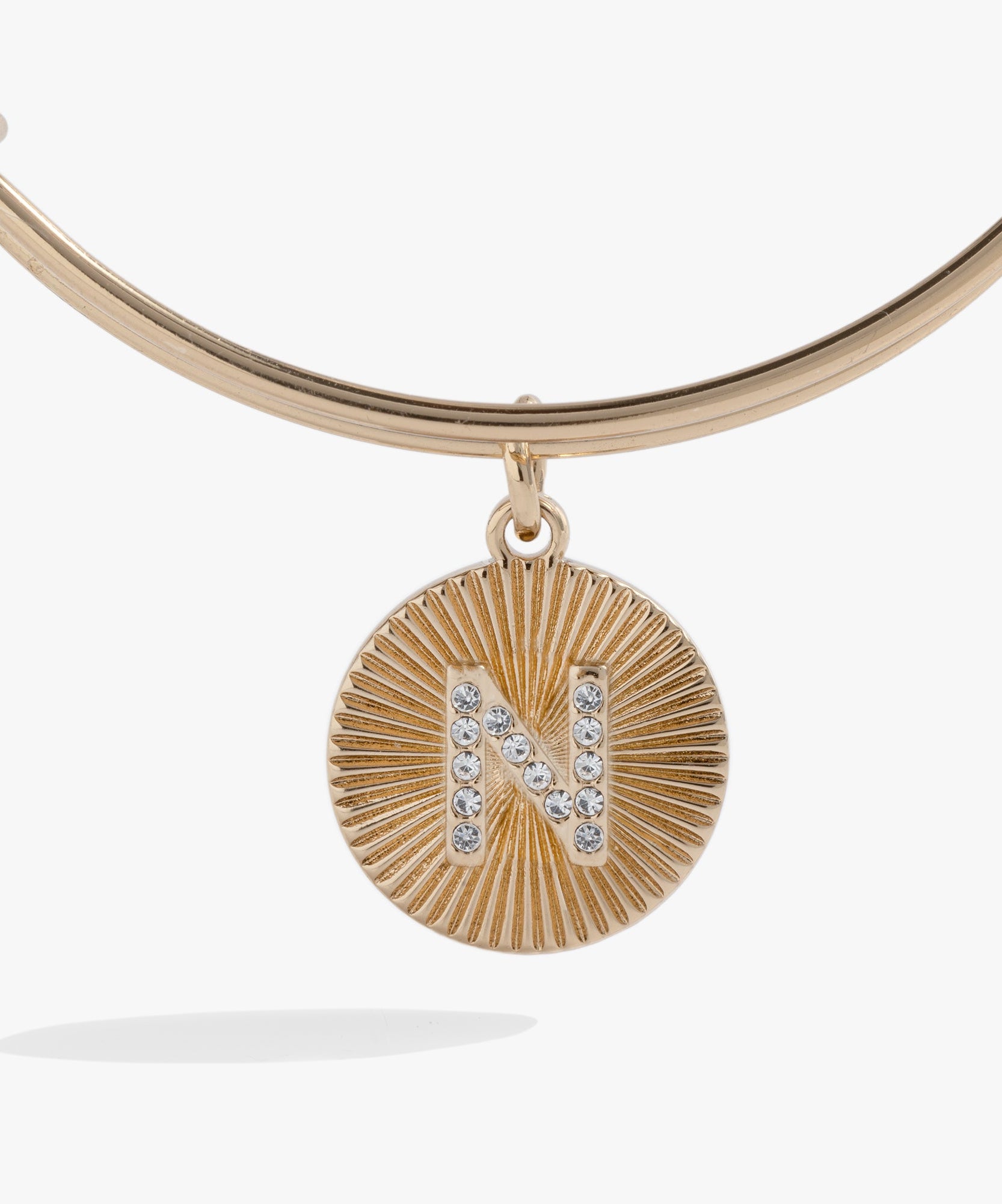 Initial N Pave Starburst Texture Bangle