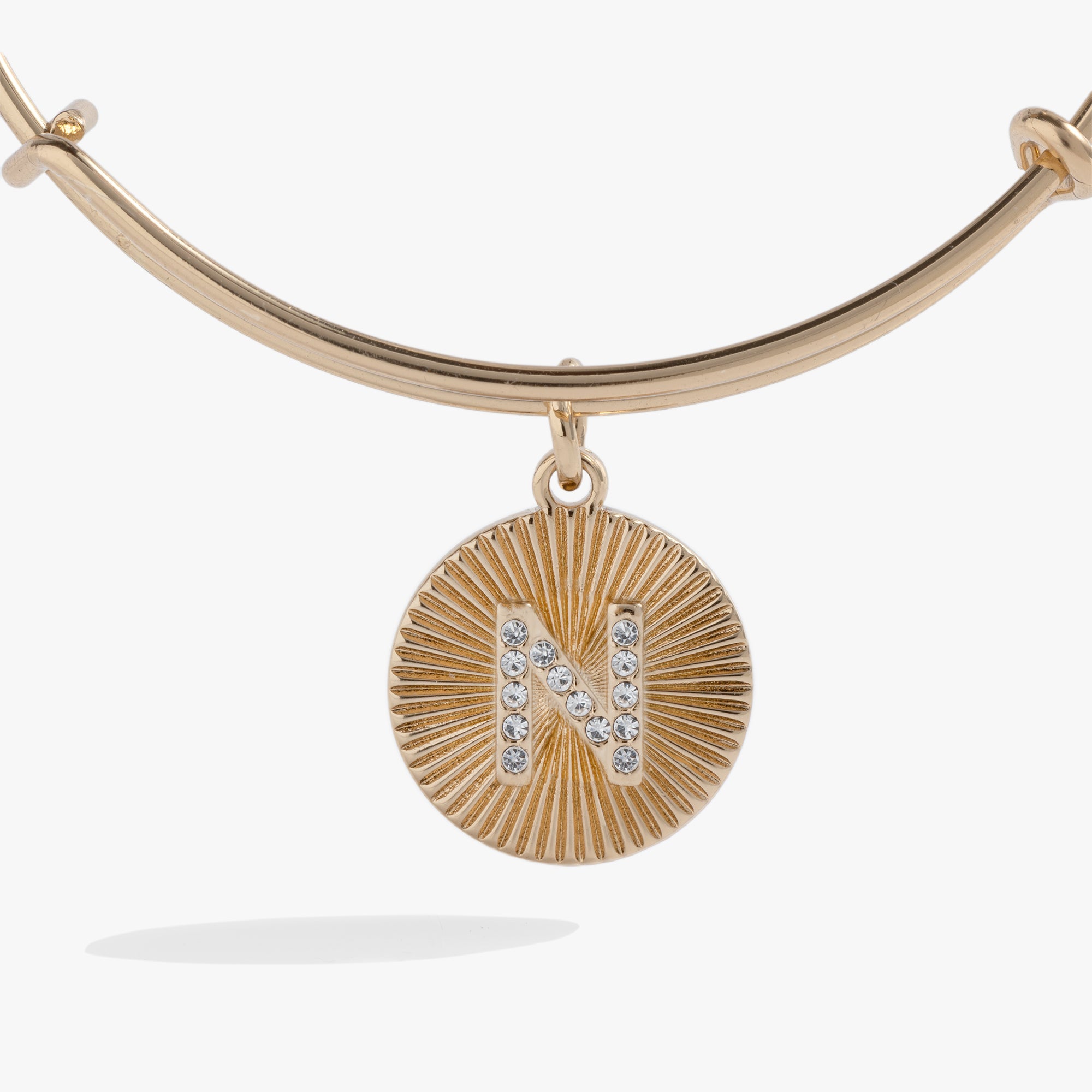 Initial N Pave Starburst Texture Bangle