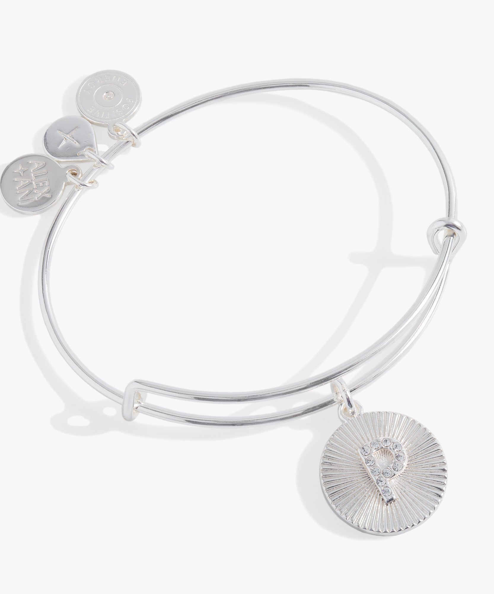 Initial P Pave Starburst Texture Bangle