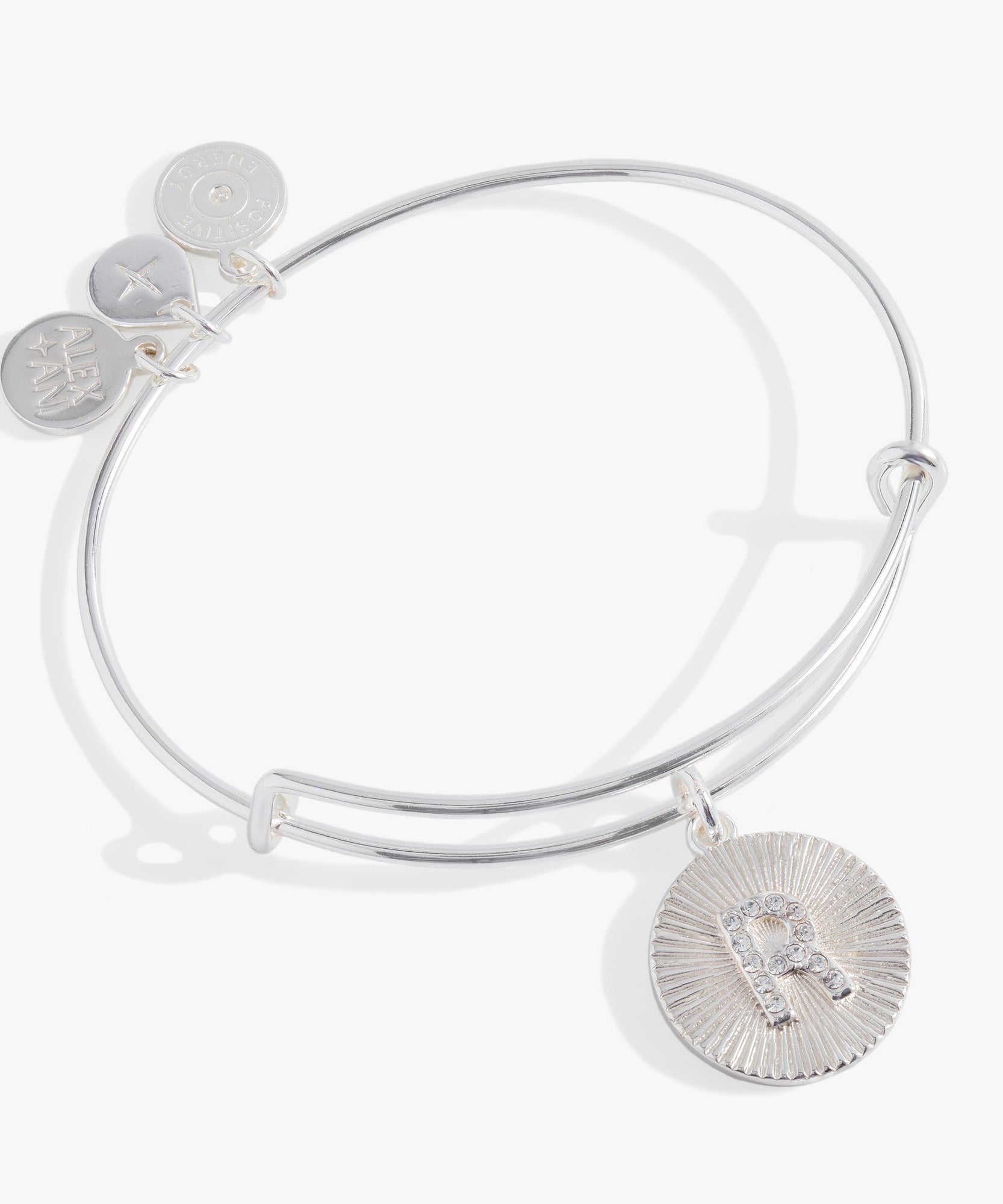 Initial R Pave Starburst Texture Bangle