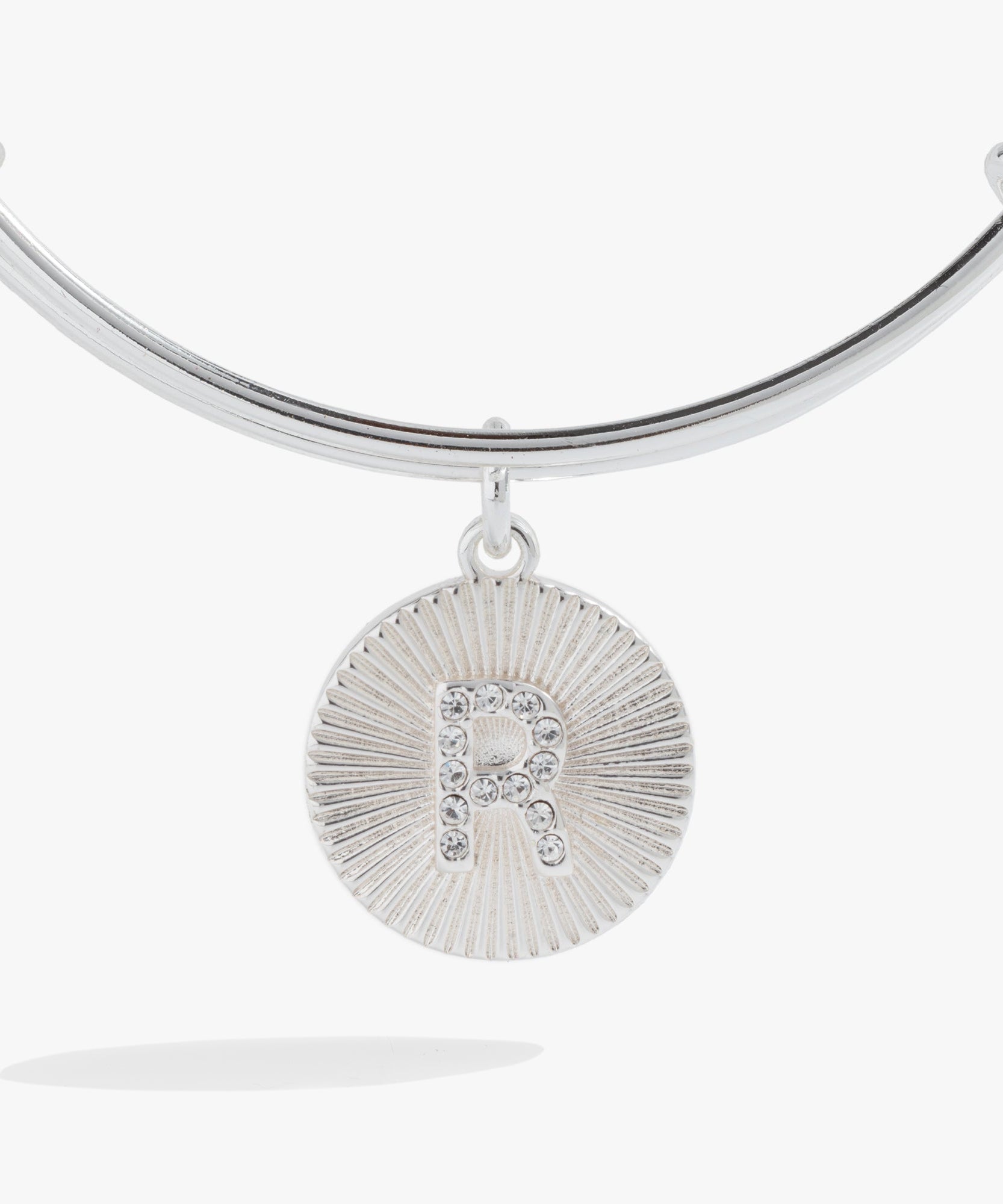 Initial R Pave Starburst Texture Bangle