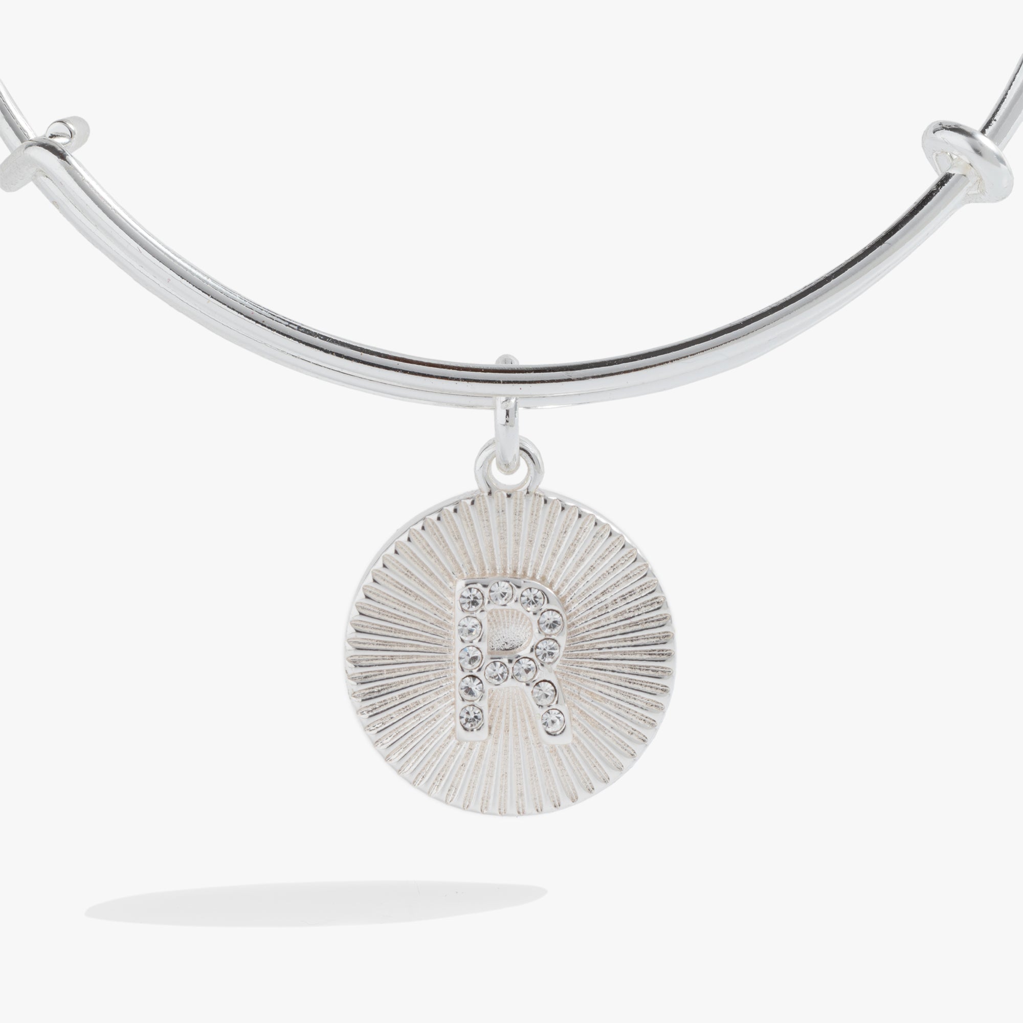 Initial R Pave Starburst Texture Bangle
