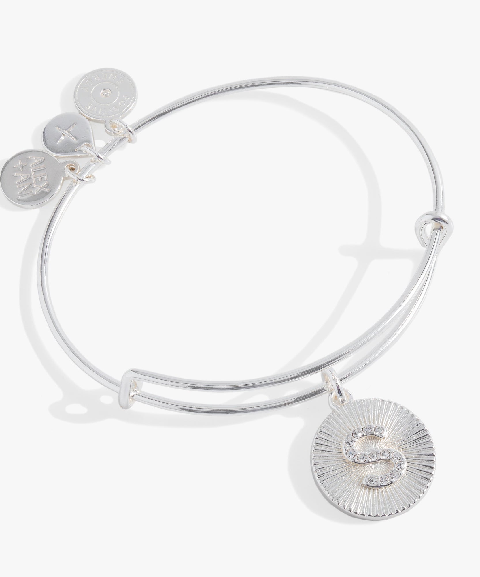 Initial S Pave Starburst Texture Bangle