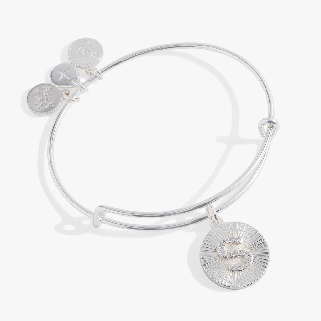 Initial S Pave Starburst Texture Bangle