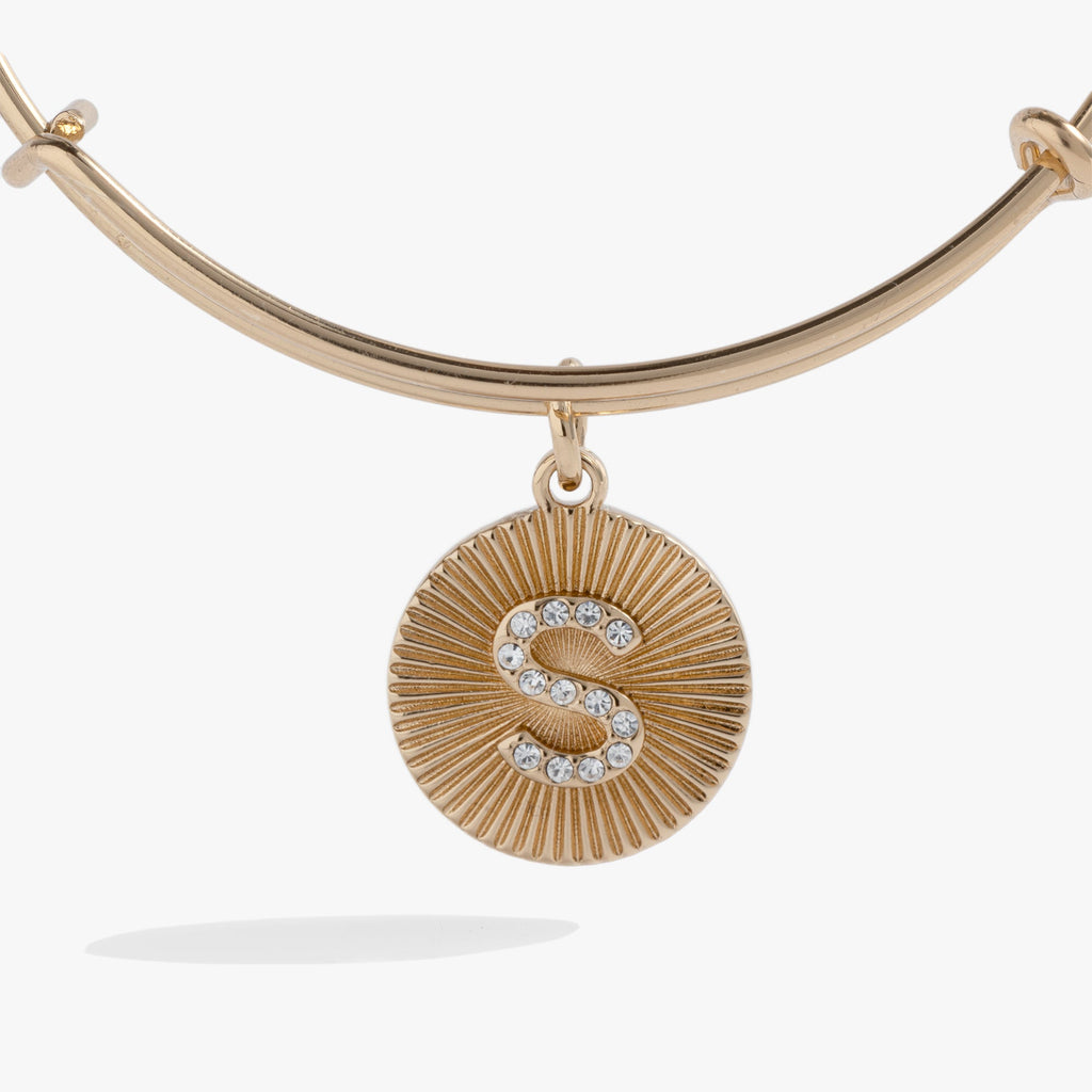 Initial S Pave Starburst Texture Bangle