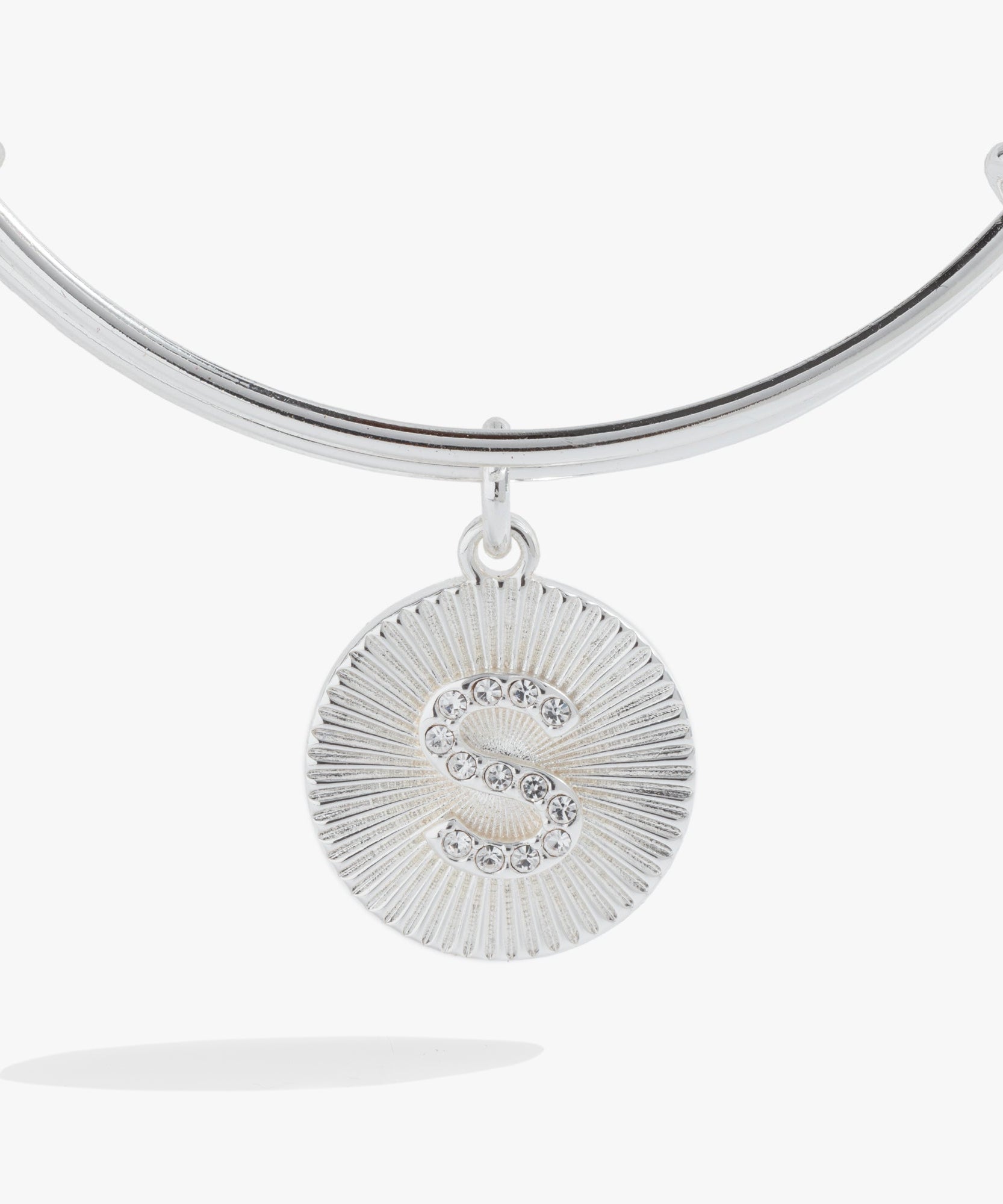 Initial S Pave Starburst Texture Bangle